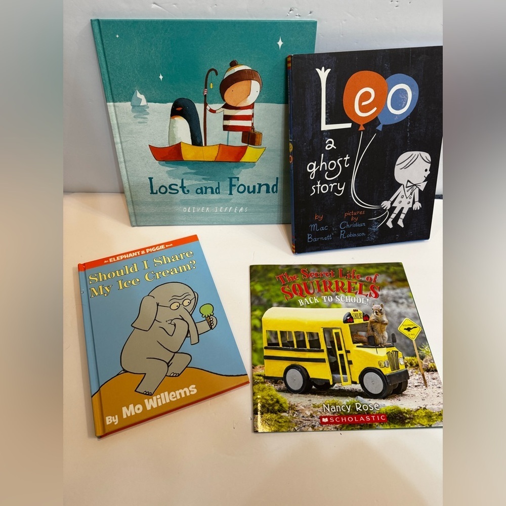 Set of 4 Children’s Books Elephant & Piggie, Squirrels, Ghosts, Lost and Found